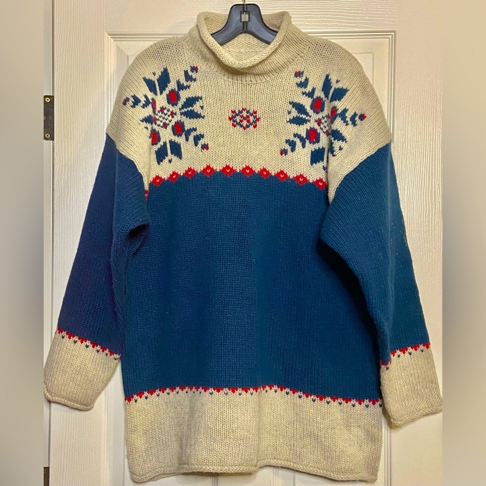 Eddie Bauer Vintage 90's Fair Isle Sweater Men's Large Wool Blend Winter Sweater